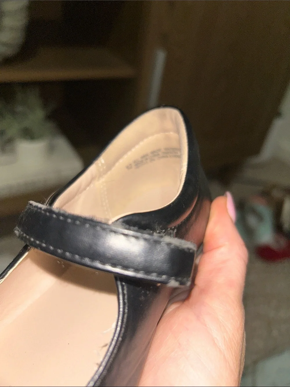 Girls Black Cat Mary Jane Shoes with Heart Detail